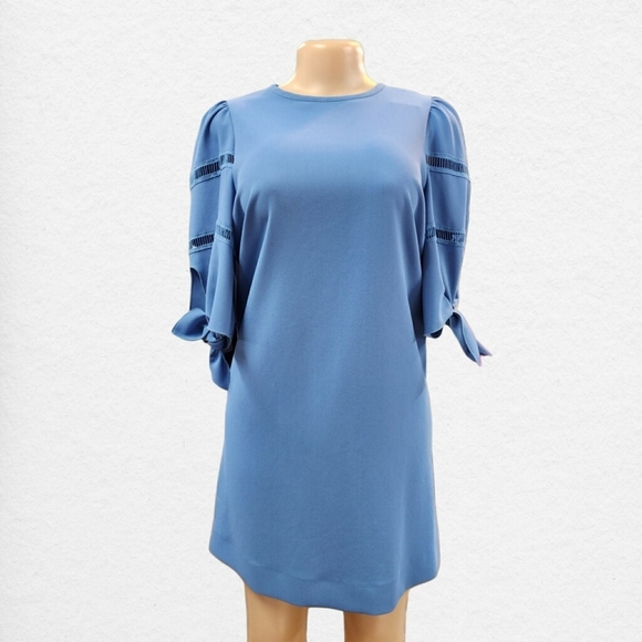 See By Chloe Blue Long Sleeve Dress with Bow Details - Picture 1 of 4